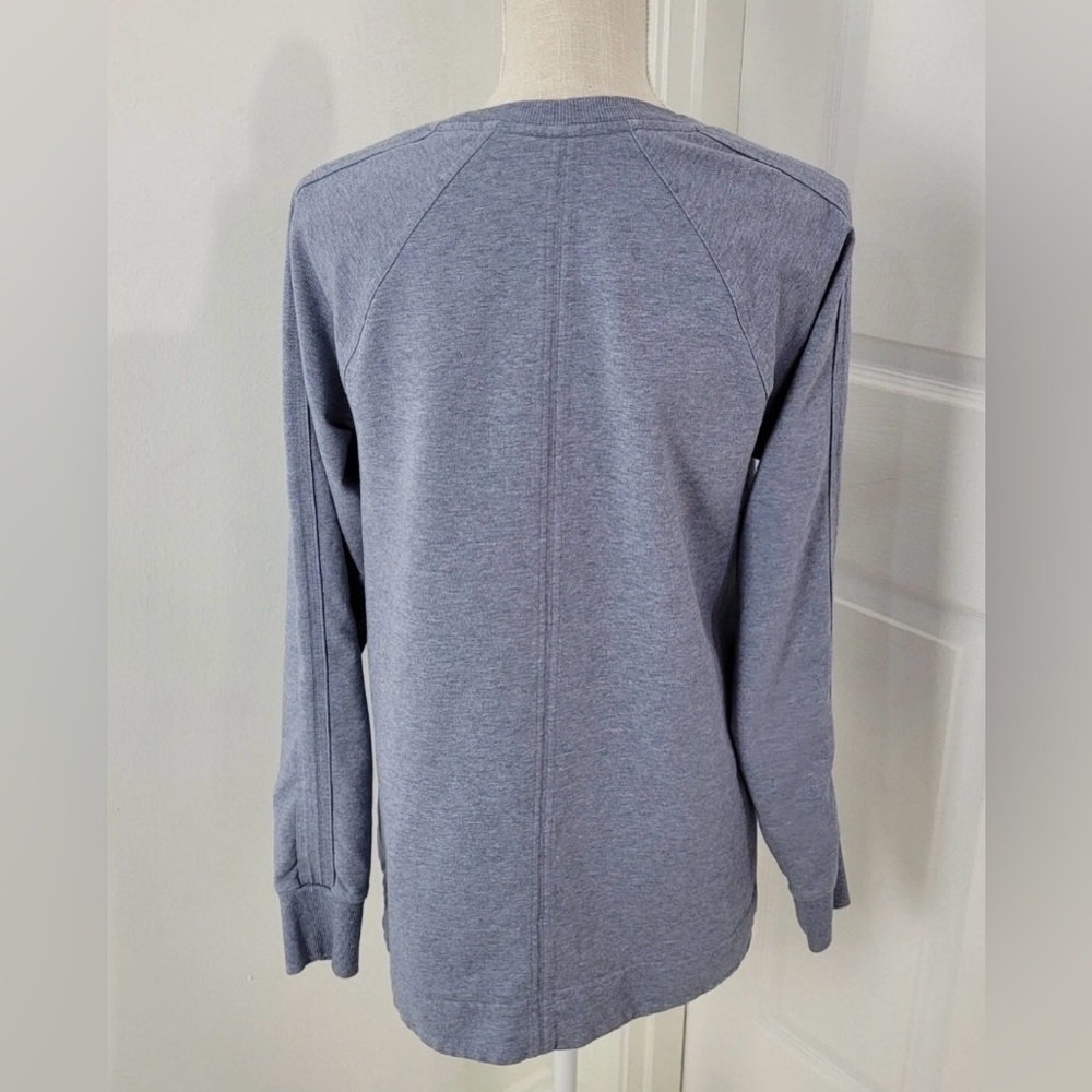 Athleta Sweatshirt Womens M Blue Farallon Terry Pullover Sweats Crewneck Beachy - Picture 3 of 9